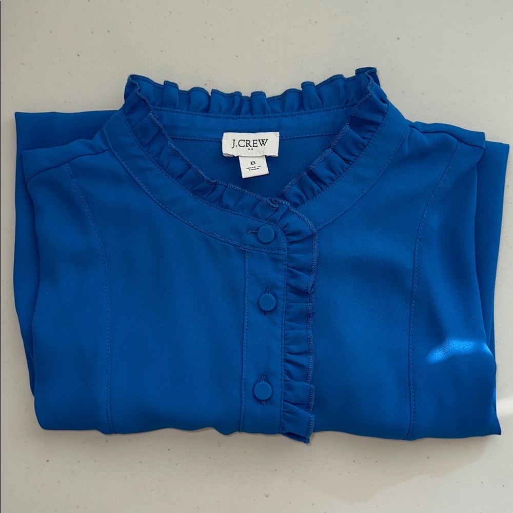 J. Crew Vibrant Blue Button-Up Blouse - Picture 16 of 16